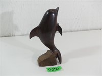 Hand Carved Dolphin Figurine - 7" tall