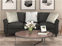 3-Seat Sofa Linen Fabric  Black/Gray