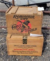(2) Wood Ammo Boxes - Remington & Winchester