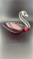 Ruby, red glass swan