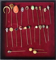 (23) VINTAGE 14K STICKPINS