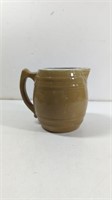 Vintage Beige Stoneware Pitcher Jug Has Chip As