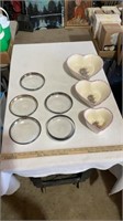 Vintage bowls, decorative heart shaped bowls.