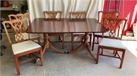 Mahogany Wood Dining Room Table w 6 Chairs