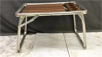 Mcm Vintage Cedar & Aluminum Patio Table Folds
