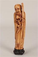 Chinese Qing Dynasty Ivory Figure of Shou Lao,