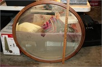 Round Mirror in Wood Frame