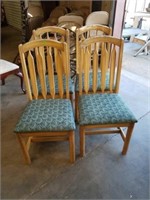 Set of 4 Bleached Pine Upholstered Chairs