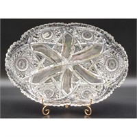 Signed  ABP Cut Glass Oval Tray J. Hoare "FLORENC