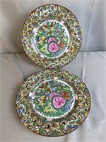 2 Hand Painted  Porcelain Oriental Plates