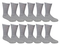 24 Pairs Men's Cotton Crew Socks, 10-13, Gray