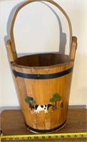Hand painted wood bucket 10 x 12"