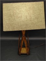 Wood Base Lamp with Linen Shade