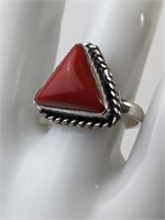 925 RED CORAL RING