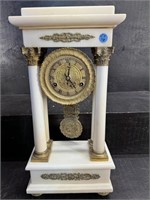 ANTIQUE FRENCH MARBLE & BRASS MANTLE CLOCK