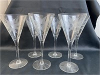 6 Etched Champagne Glasses