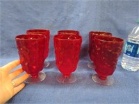 set of 6 stemmed red glasses - 6 inch tall