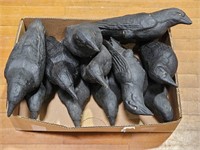 11 PAPER MACHE CROW DECOYS