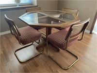 Vintage Octagon Dining Table with Cane Back Chairs