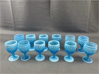 Vintage Fenton Hobnail Blue Opalescent Goblets