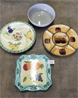 4pcs Ceramic Serving Plates & Bowl
