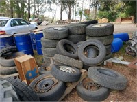 Qty Tractor & Vehicle Tyres & Rims & Fuel Drums