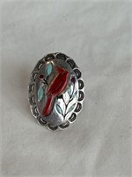 NICE STERLING SILVER RING WITH TURQUOISE AND