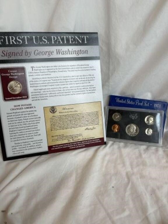 1971 PROOF SET AND FIRST US PATENT GEORGE