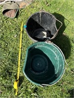 Two Plastic Buckets w/ one scoop  (Tool Shed)
