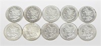 10 AU MORGAN DOLLARS - 1878-S to 1921