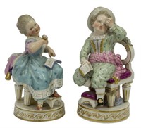 2) MEISSEN PORCELAIN BOY TIED TO CHAIR & GIRL, F49