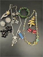 Vintage rhinestone and AB crystals jewelry lot