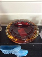 Red glass ashtray