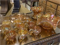 LOT OF MIX NICE CARNIVAL GLASS / PEACH