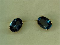 14kt Gold 7x5mm Oval London Blue Topaz Earrings