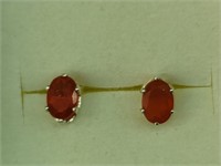 SS .85CTW 7x5mm Oval Mexican Fire Opal Earrings