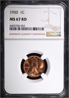 1950 LINCOLN CENT, NGC MS-67 RED