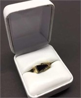 10K Genuine Diamond & Onyx Ring