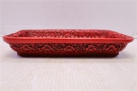 HEAVILY CARVED ORIENTAL DRAGON SERVING TRAY - 12'