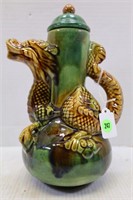 ORNATE ORIENTAL DRAGON STONEWARE WINE CARAFE