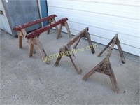 4 WOODEN SAW HORSES