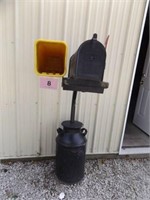 MAIL BOX IN OLD MILK CAN...54" TALL