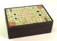 Unusual Tile Topped Trinket Box 6" x 5" x 2"