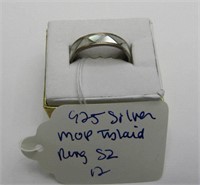 925 Silver MOP Inlaid Ring Sz 12