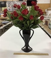 Ceramic vase w/ artificial roses