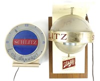 2 Vintage Light Up Schlitz Bar Lamps
