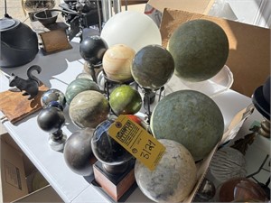 ASSORTED DECOR SPHERES - MARBLE, GLASS, ETC (SOME