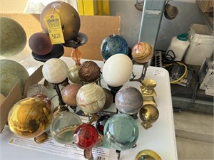 ASSORTED DECOR SPHERES - MARBLE, GLASS, ETC (SOME