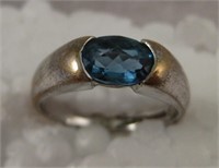 Sterling Silver Blue Topaz Designer Ring