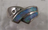 Sterling Silver Abstract Opal Inlay Ring